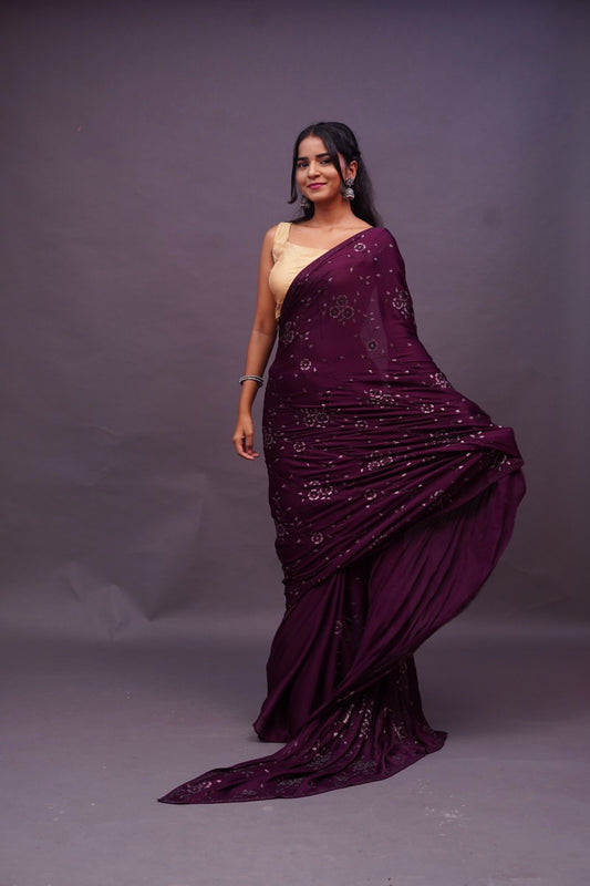 Swarovski Bottle green Saree