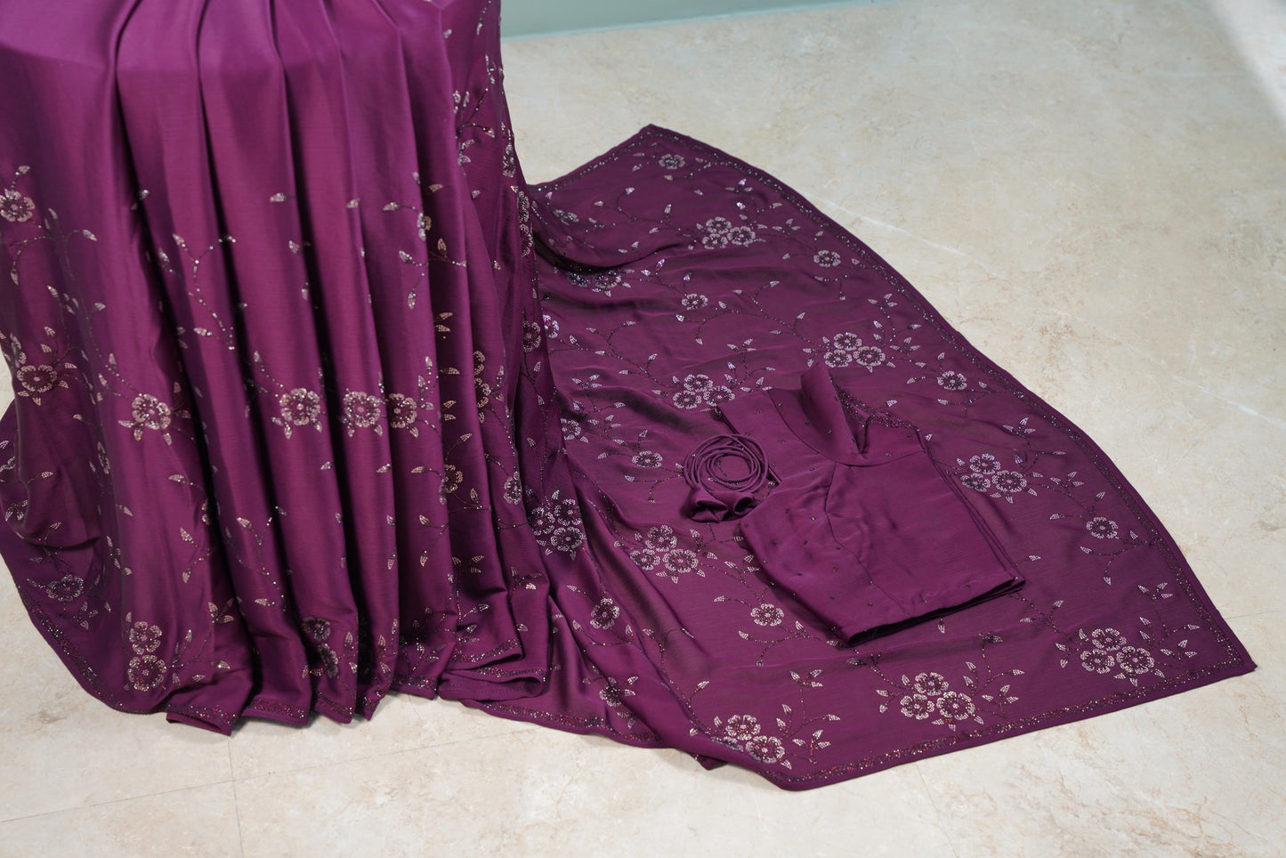 Swarovski Bottle green Saree