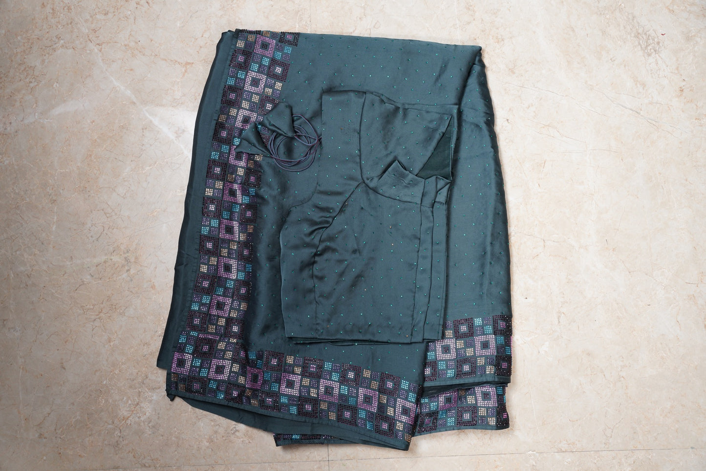 Swarovski Bottle green Saree