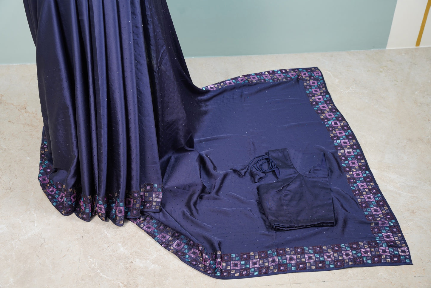 Swarovski Ink Blue Saree