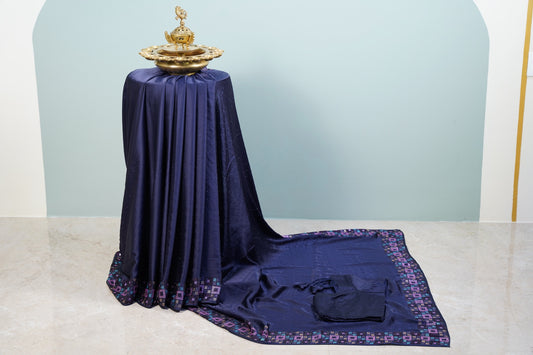 Swarovski Ink Blue Saree