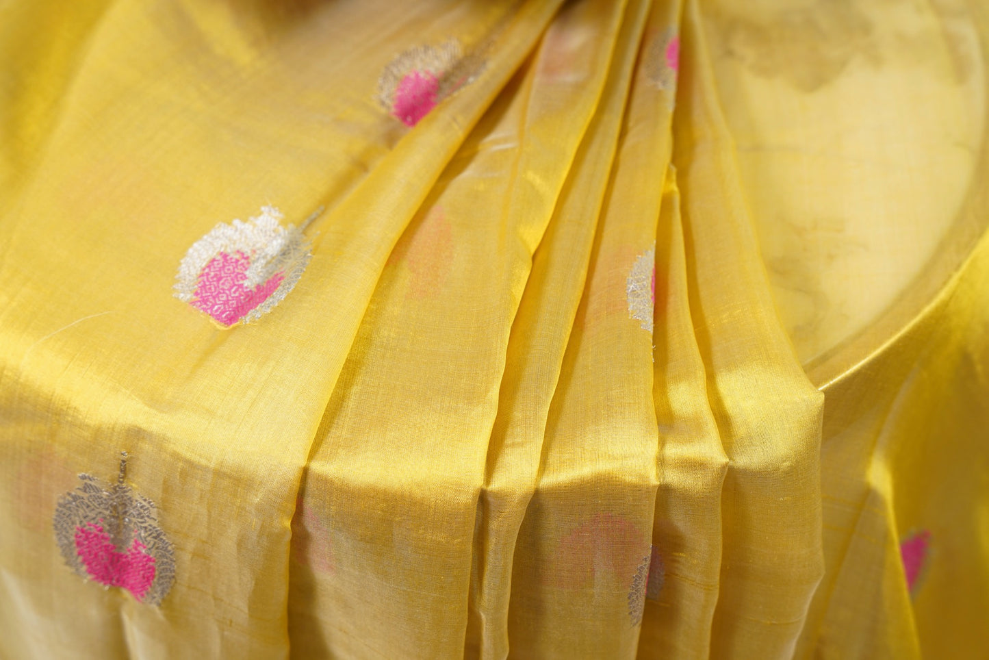 Mustard with Pink Border Saree