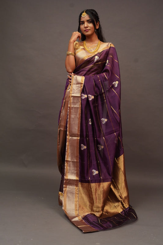 Deep Purple Chanderi Saree