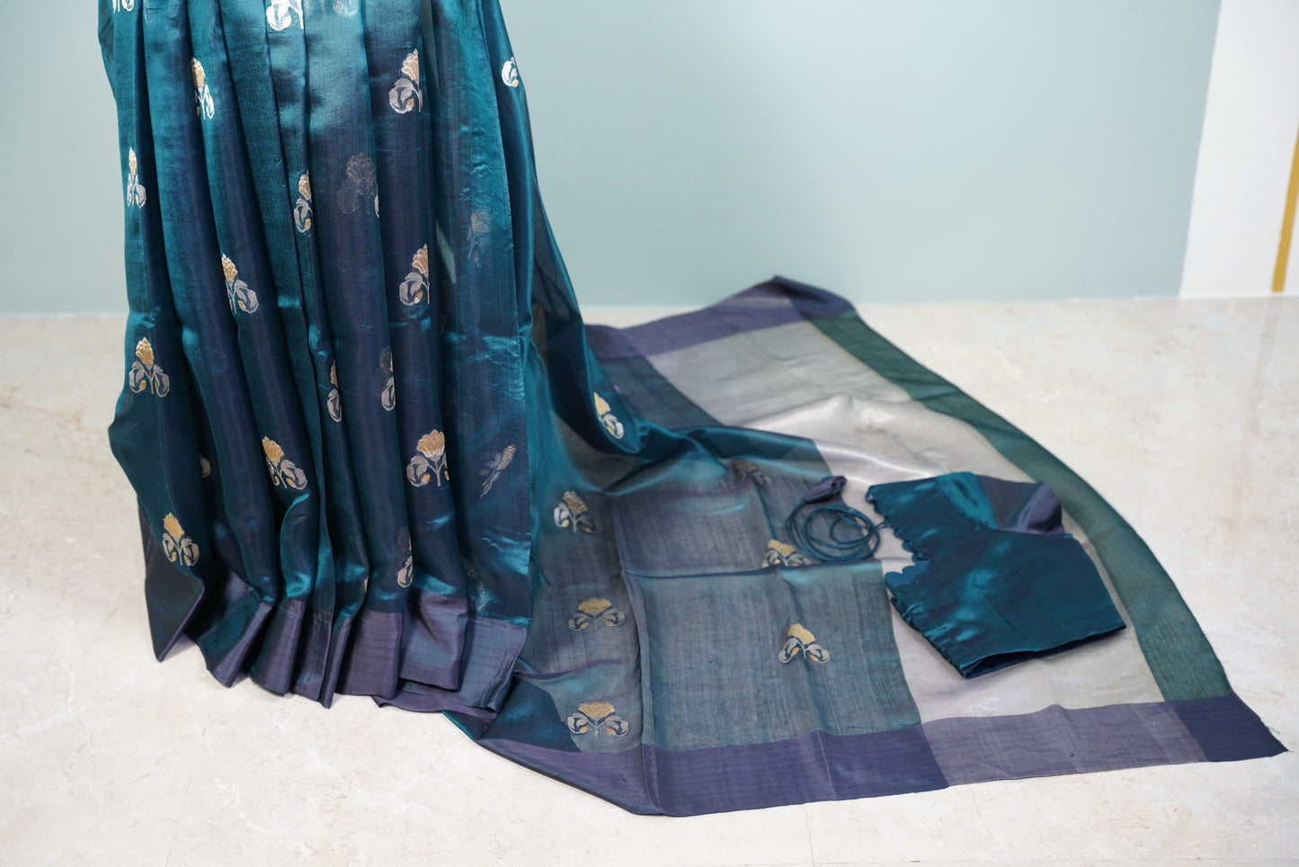 Dark Green Chanderi Saree with Mashru Border