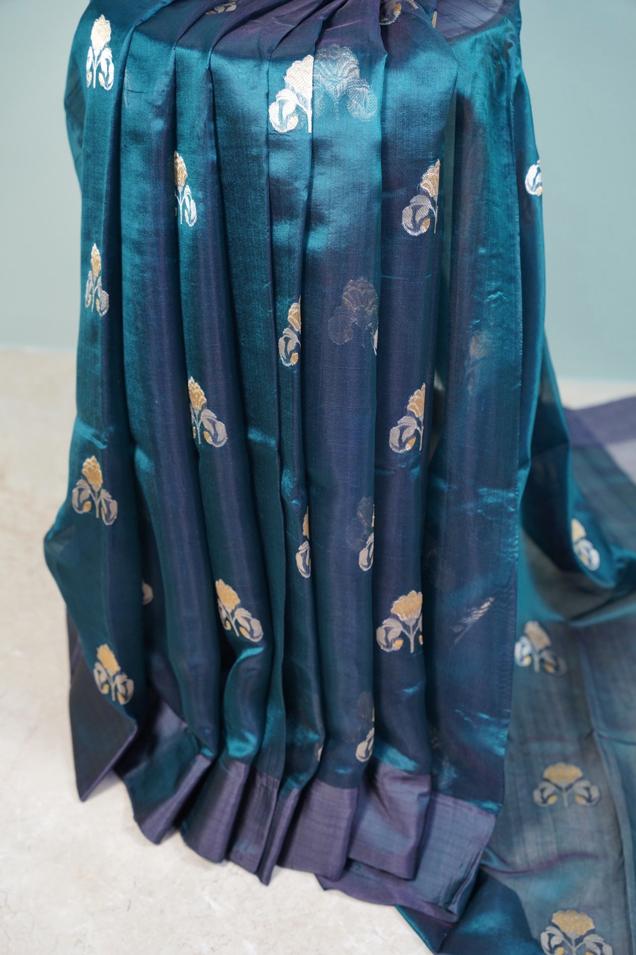 Dark Green Chanderi Saree with Mashru Border
