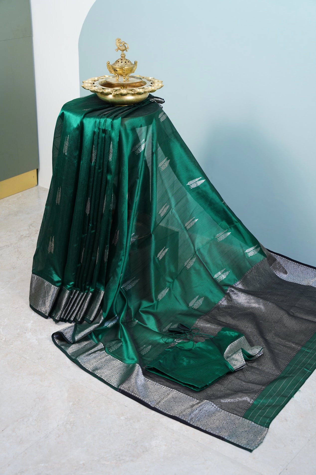 Bottle Green with silver pine cone butti