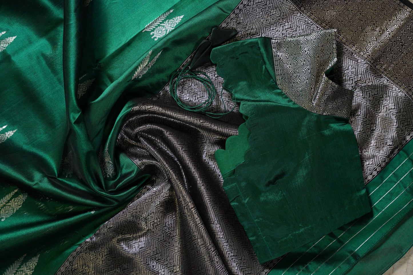 Bottle Green with silver pine cone butti