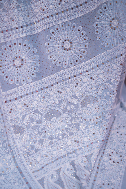 Powder Blue Chikankari