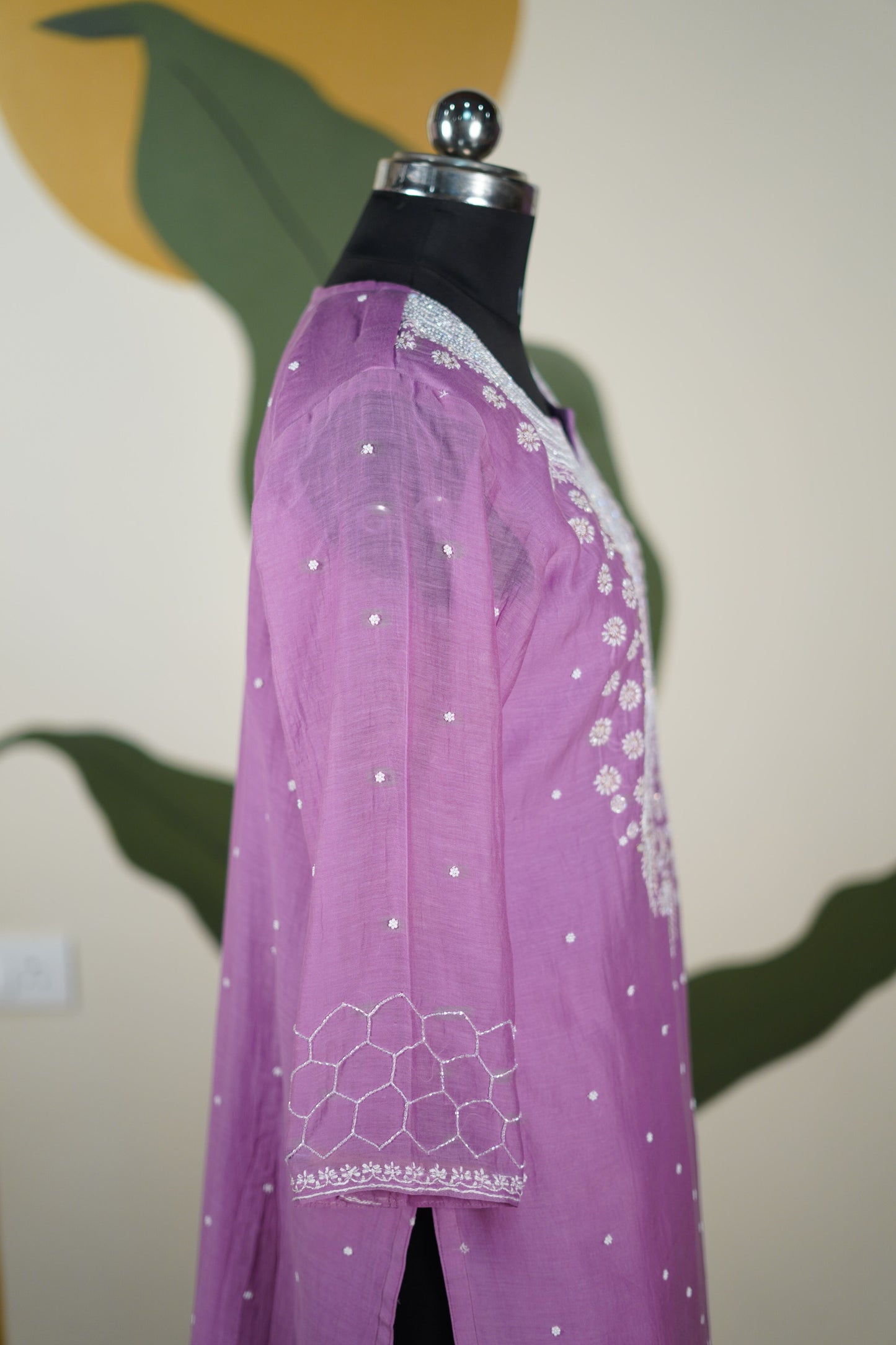 Lilac Cutdana straight Kurta set Dress