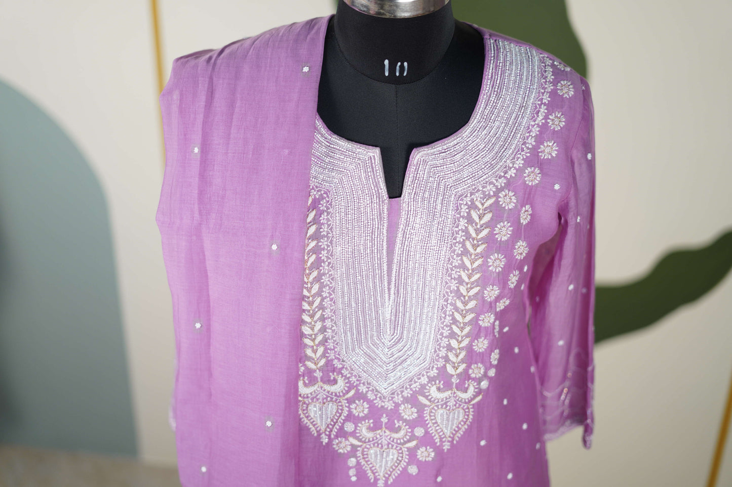 Lilac Cutdana straight Kurta set Dress