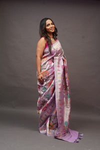 Banarasi Lavender Tussar all over Tissue saree