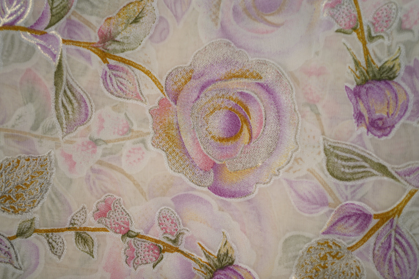 Floral Chinnon saree with butti blouse-Light Pink