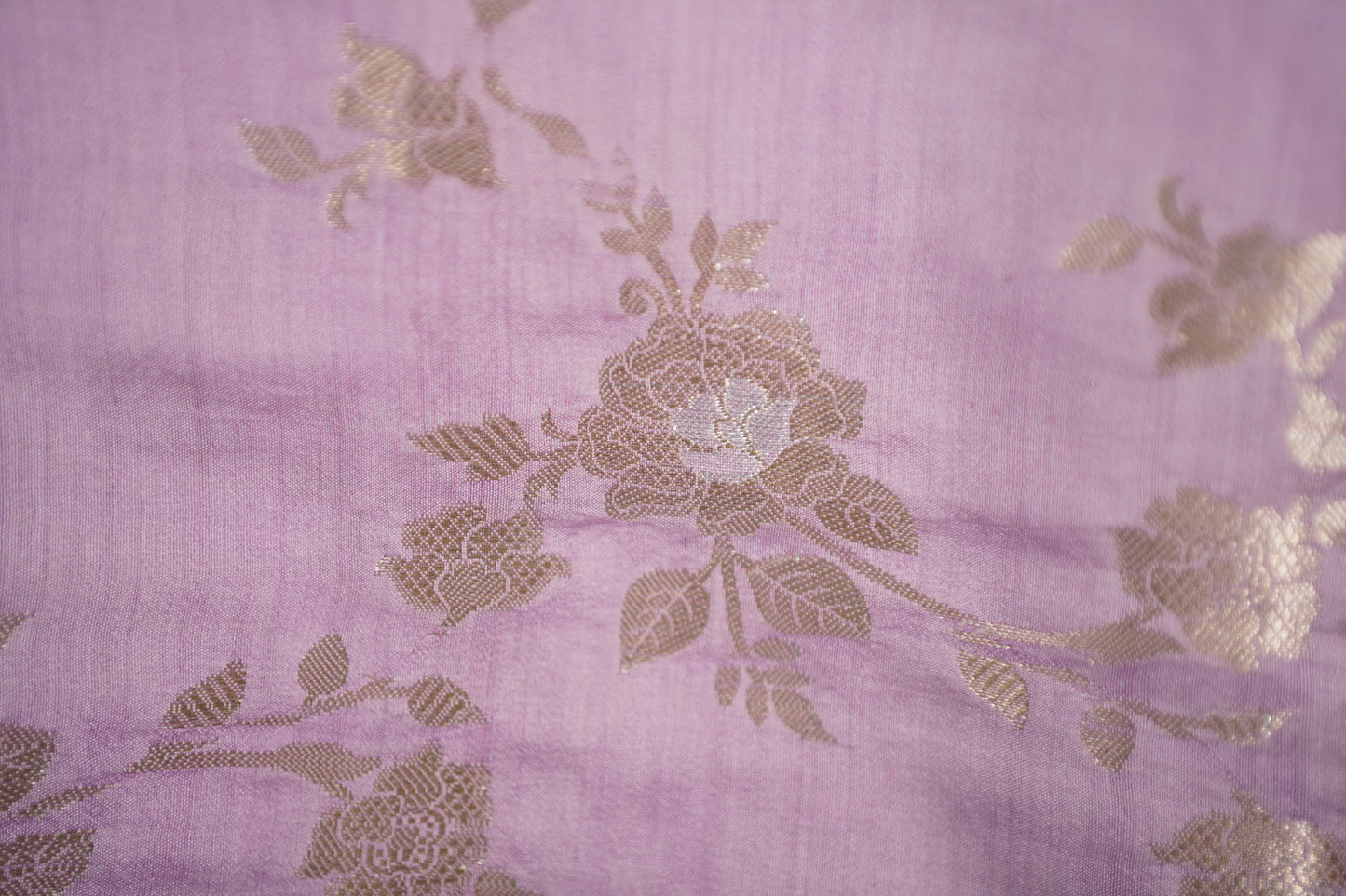 Tussar tissue Saree with a Self-Embroidery Border- Lavender