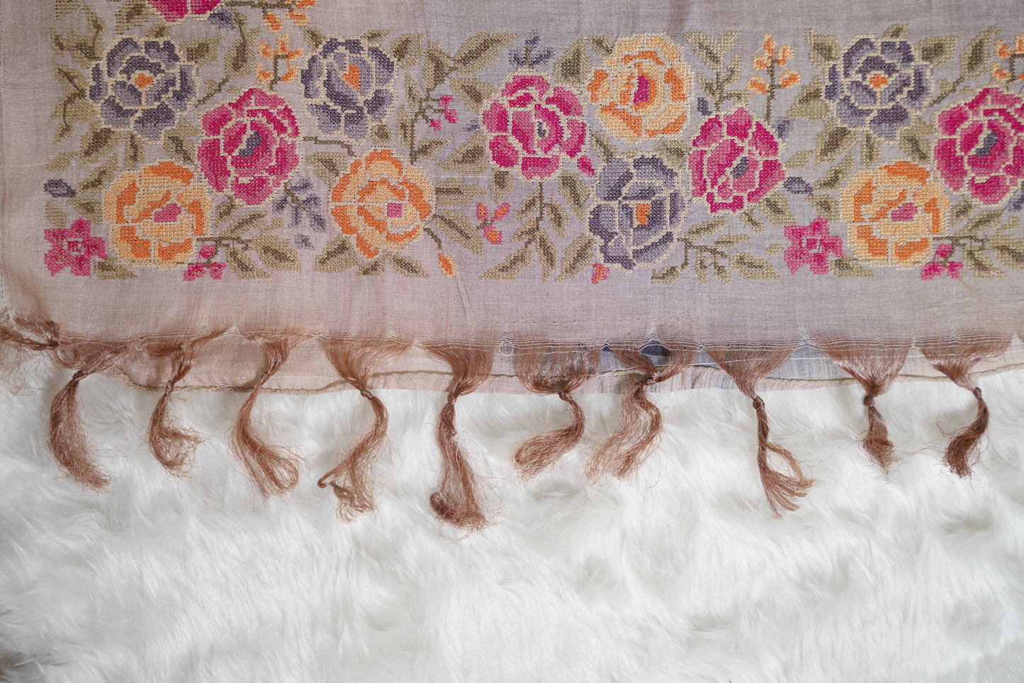 Tussar Grey with Petite border