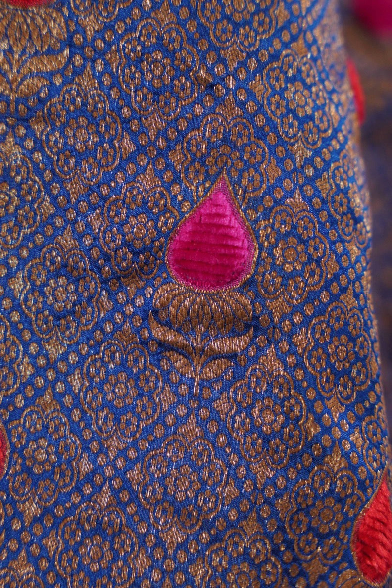 Brocade Banaras Velvet motifs-Blue