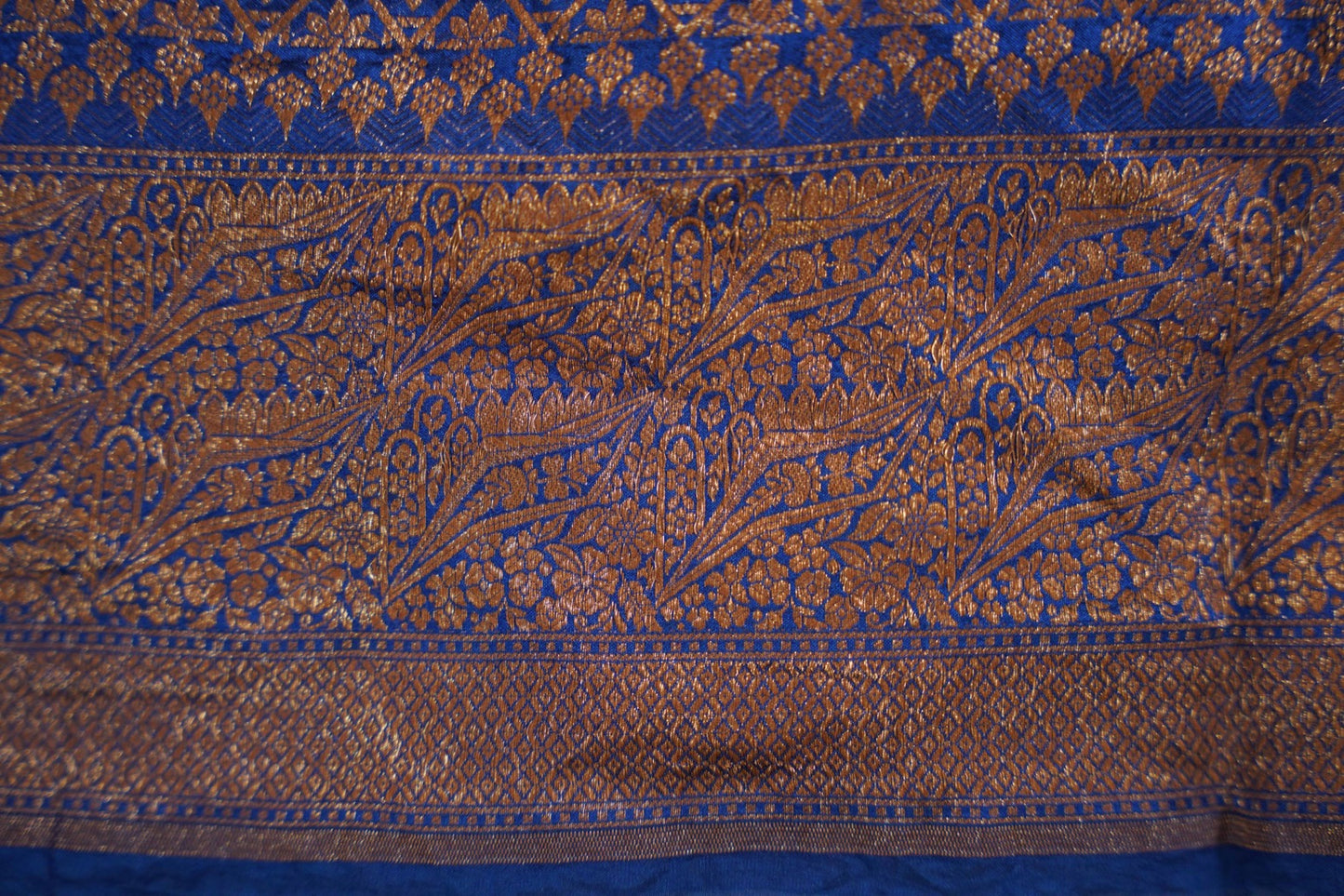 Brocade Banaras Velvet motifs-Blue