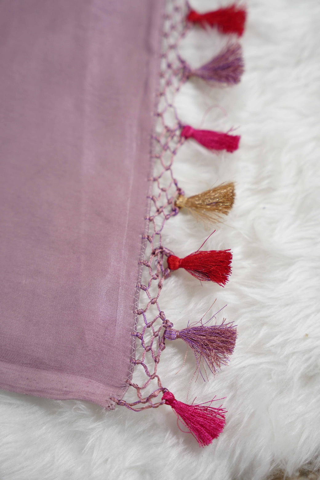 Lilac Banaras Mashru with velvet motifs