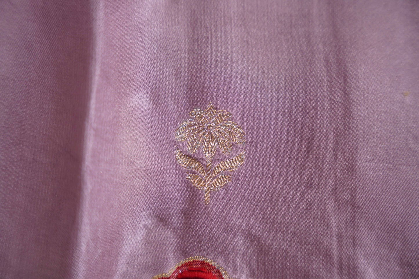 Lilac Banaras Mashru with velvet motifs