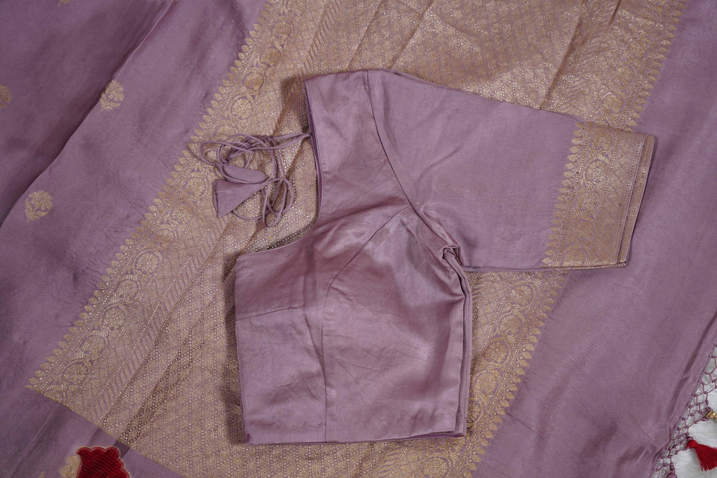 Lilac Banaras Mashru with velvet motifs