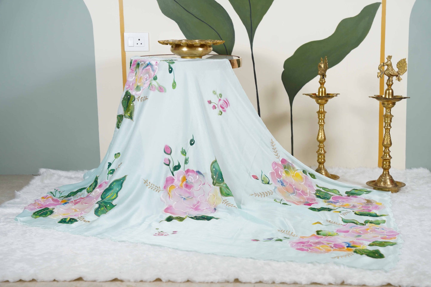 Rainbow Rose Shimoye Chinon Light Blue Saree