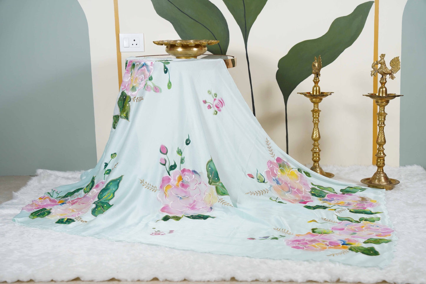 Rainbow Rose Shimoye Chinon Light Blue Saree