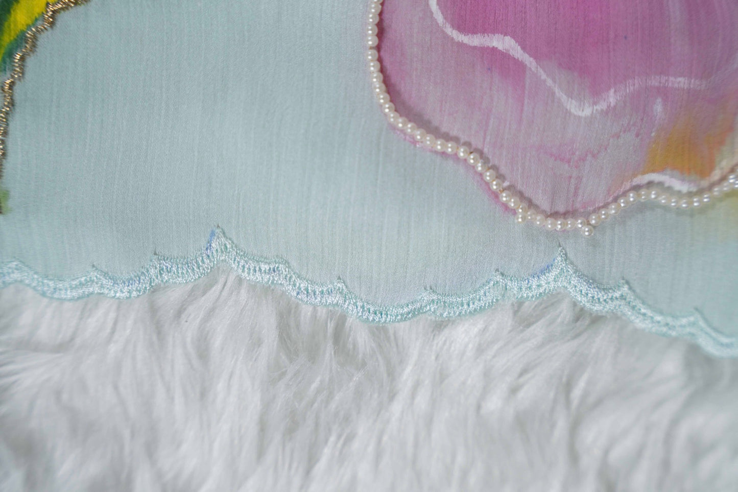 Rainbow Rose Shimoye Chinon Light Blue Saree