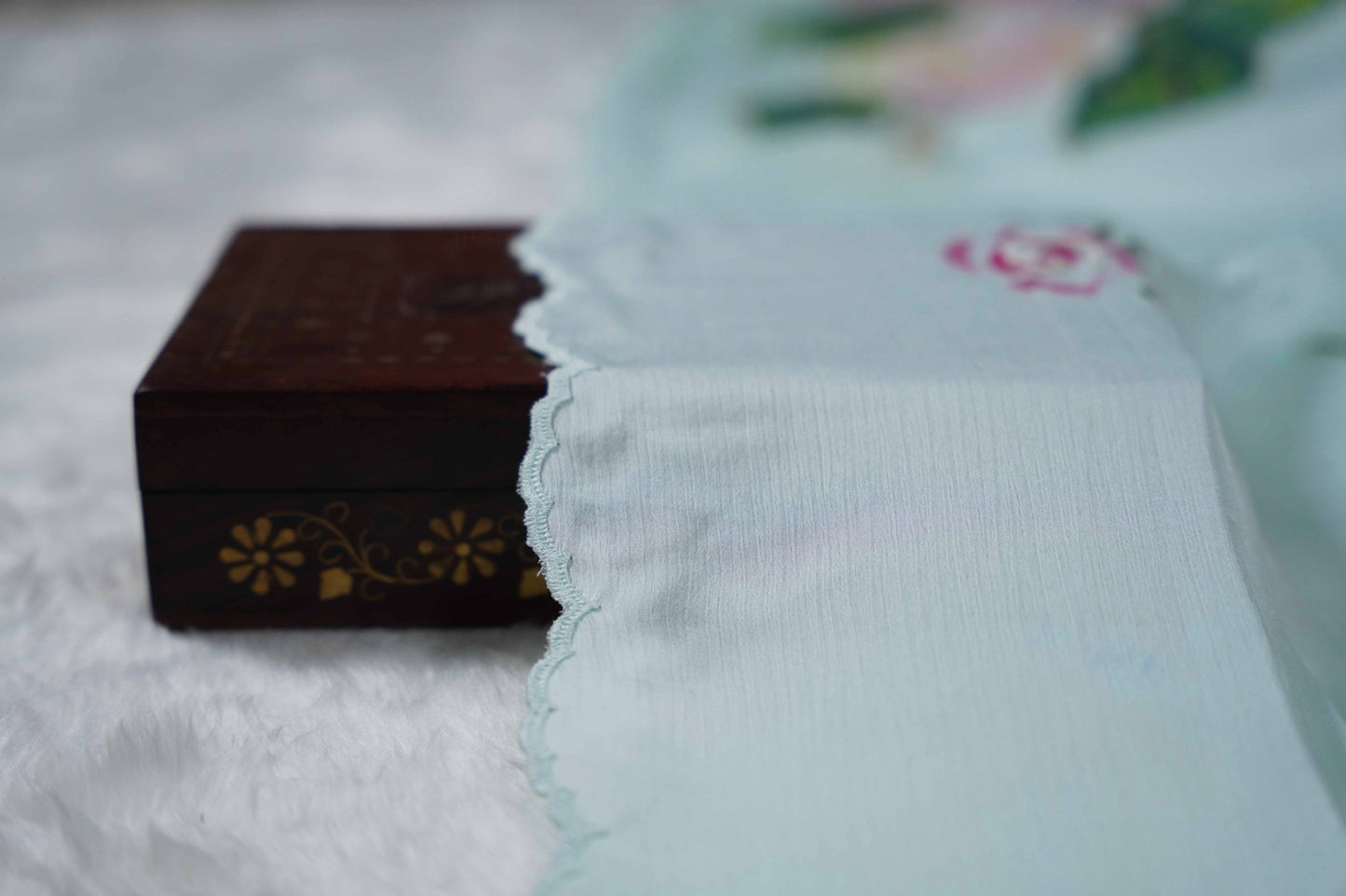 Rainbow Rose Shimoye Chinon Light Blue Saree
