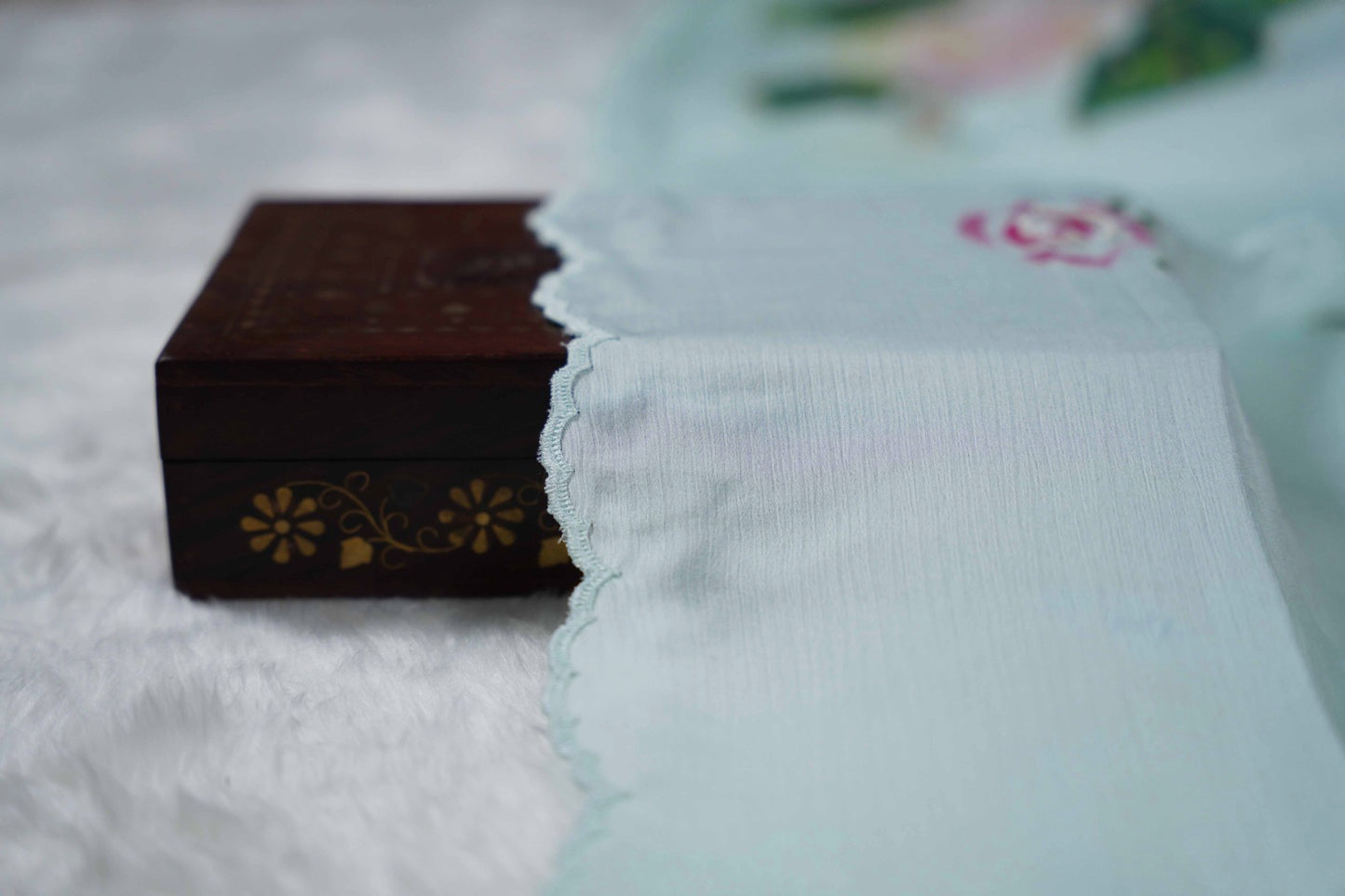 Rainbow Rose Shimoye Chinon Light Blue Saree