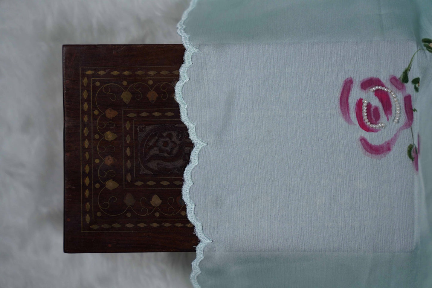 Rainbow Rose Shimoye Chinon Light Blue Saree
