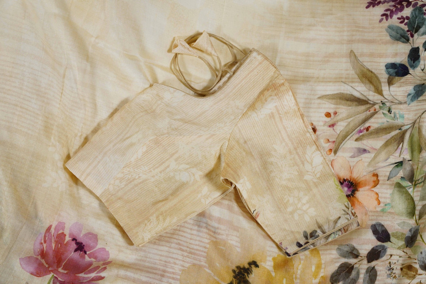 Mulberry Silk Digital print Beige Saree