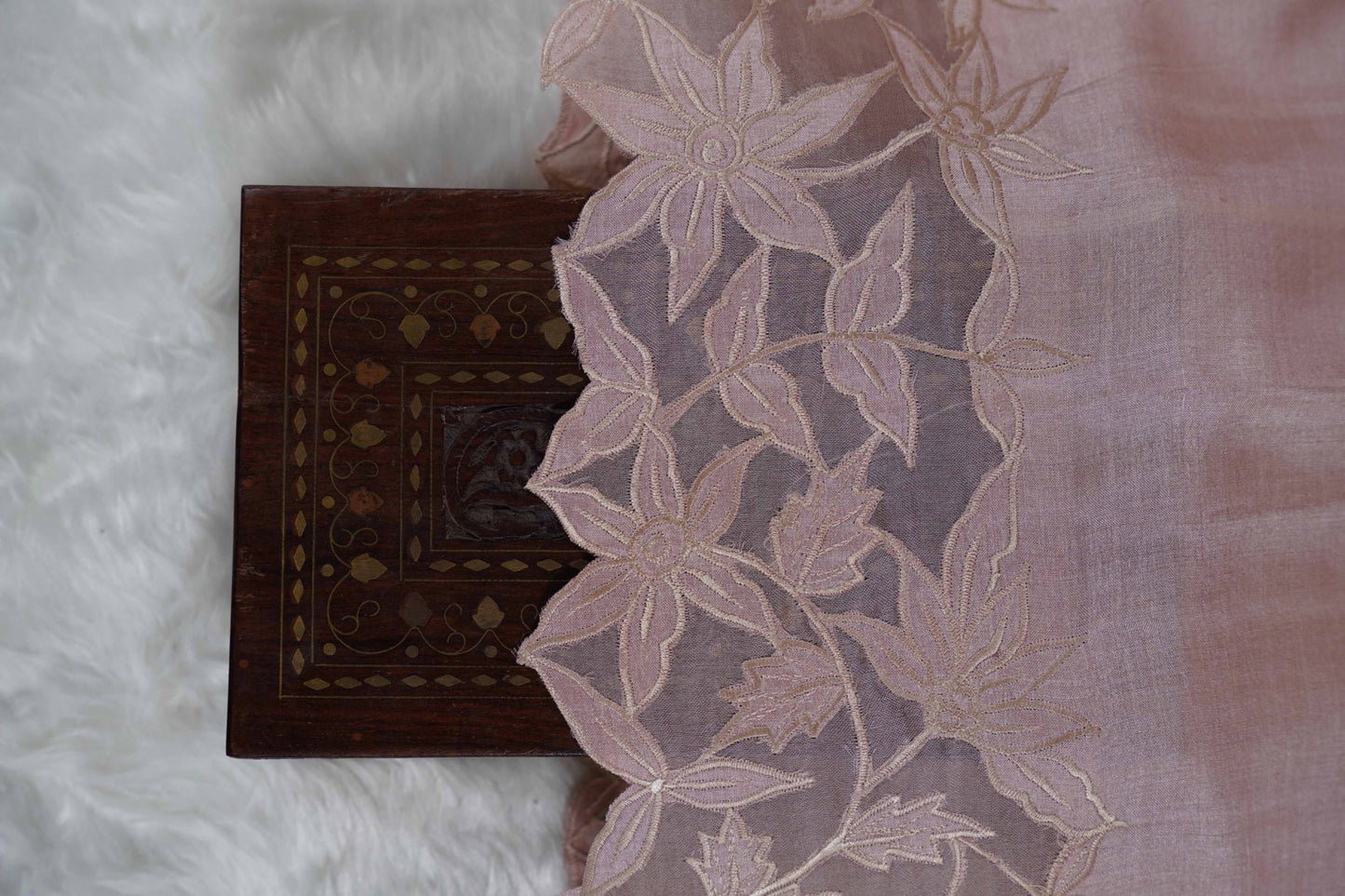 Tussar Applique Organza Border Saree in Light Pink