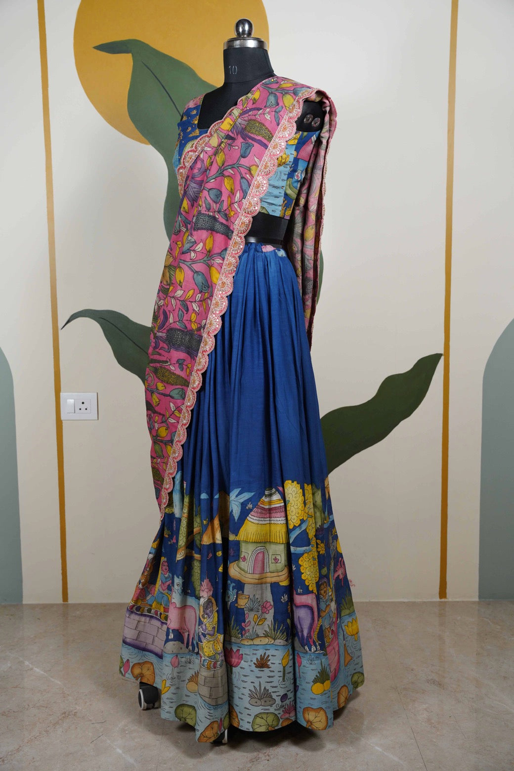 Blue Kalamkari Lehenga