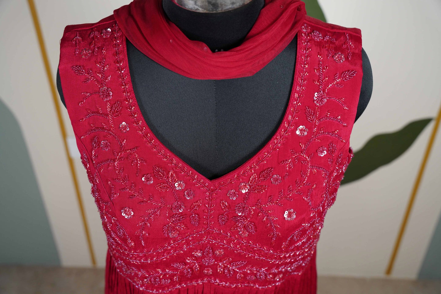 Red with cut dana Long Dress