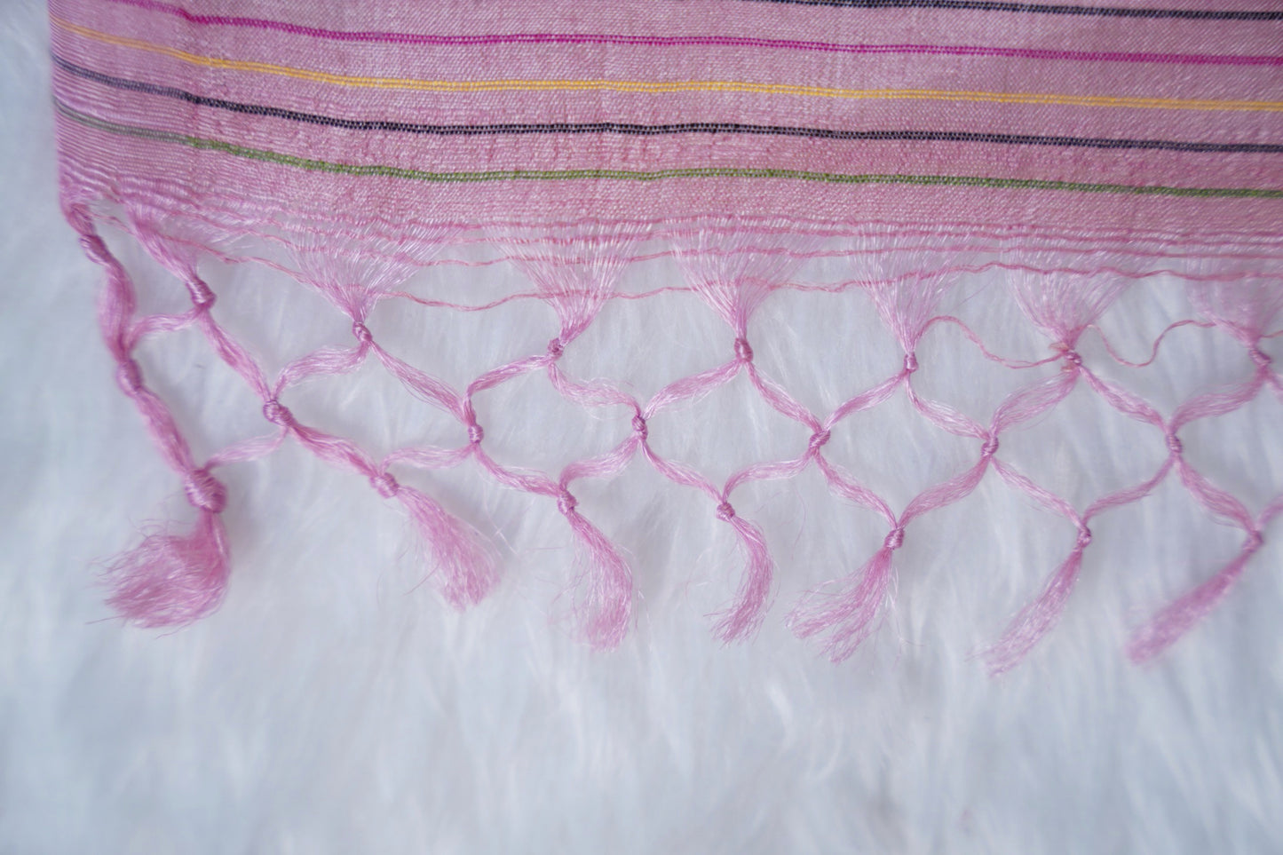 Falling Tussar Jamdani Saree in Pink