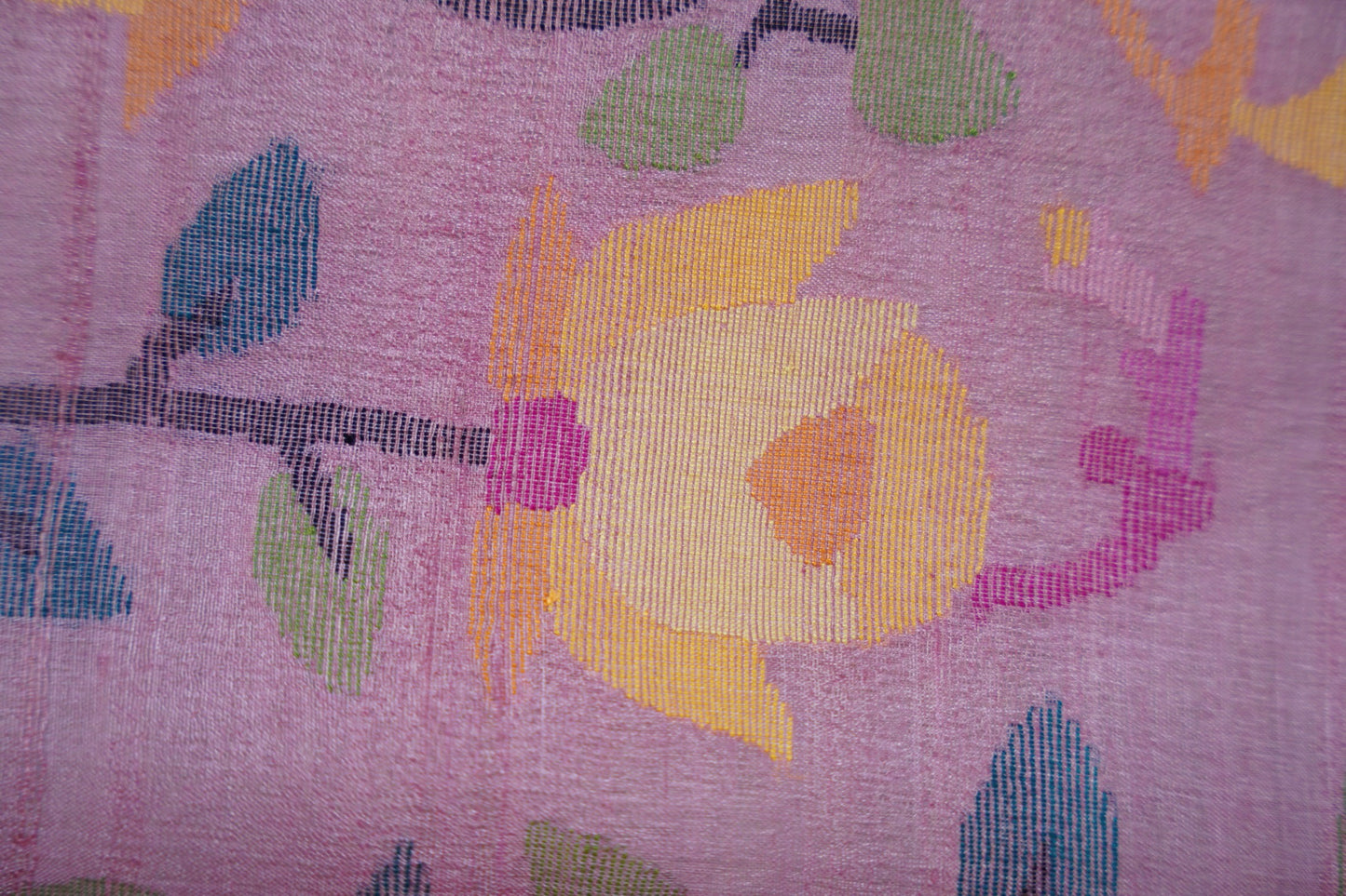 Falling Tussar Jamdani Saree in Pink