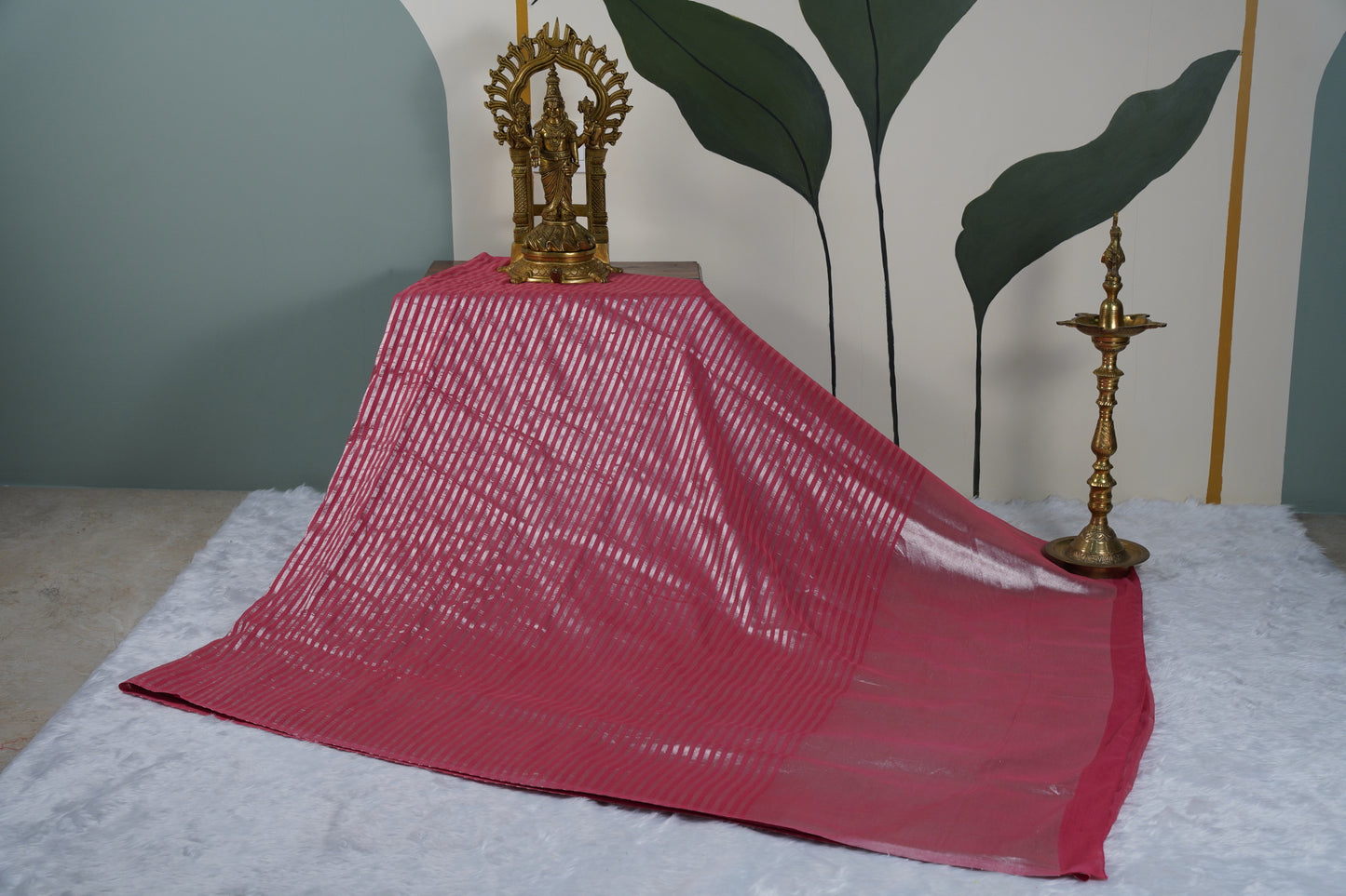 Pink Moonga Silk with Lines