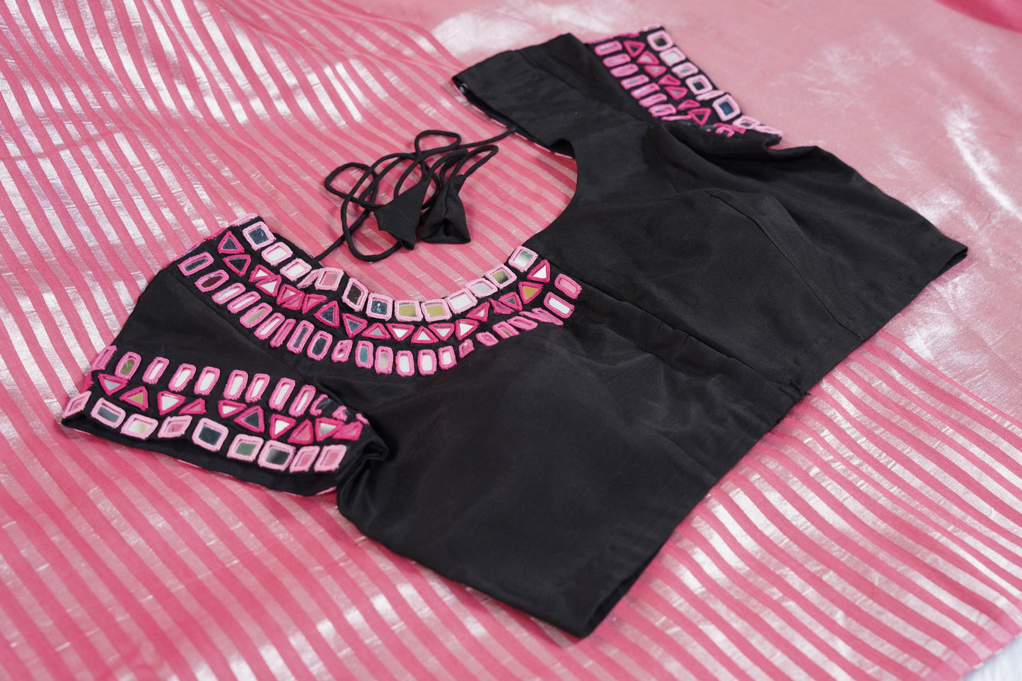 Pink Moonga Silk with Lines