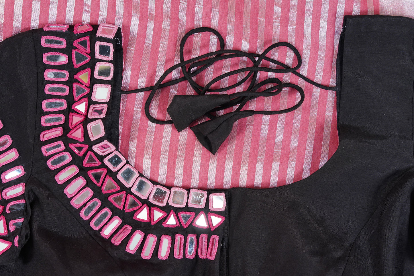 Pink Moonga Silk with Lines