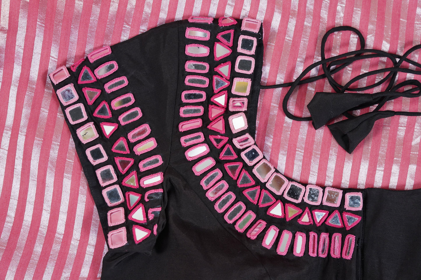 Pink Moonga Silk with Lines