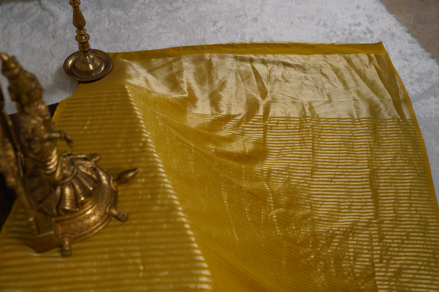 Yellow Banaras Moonga Silk with Lines