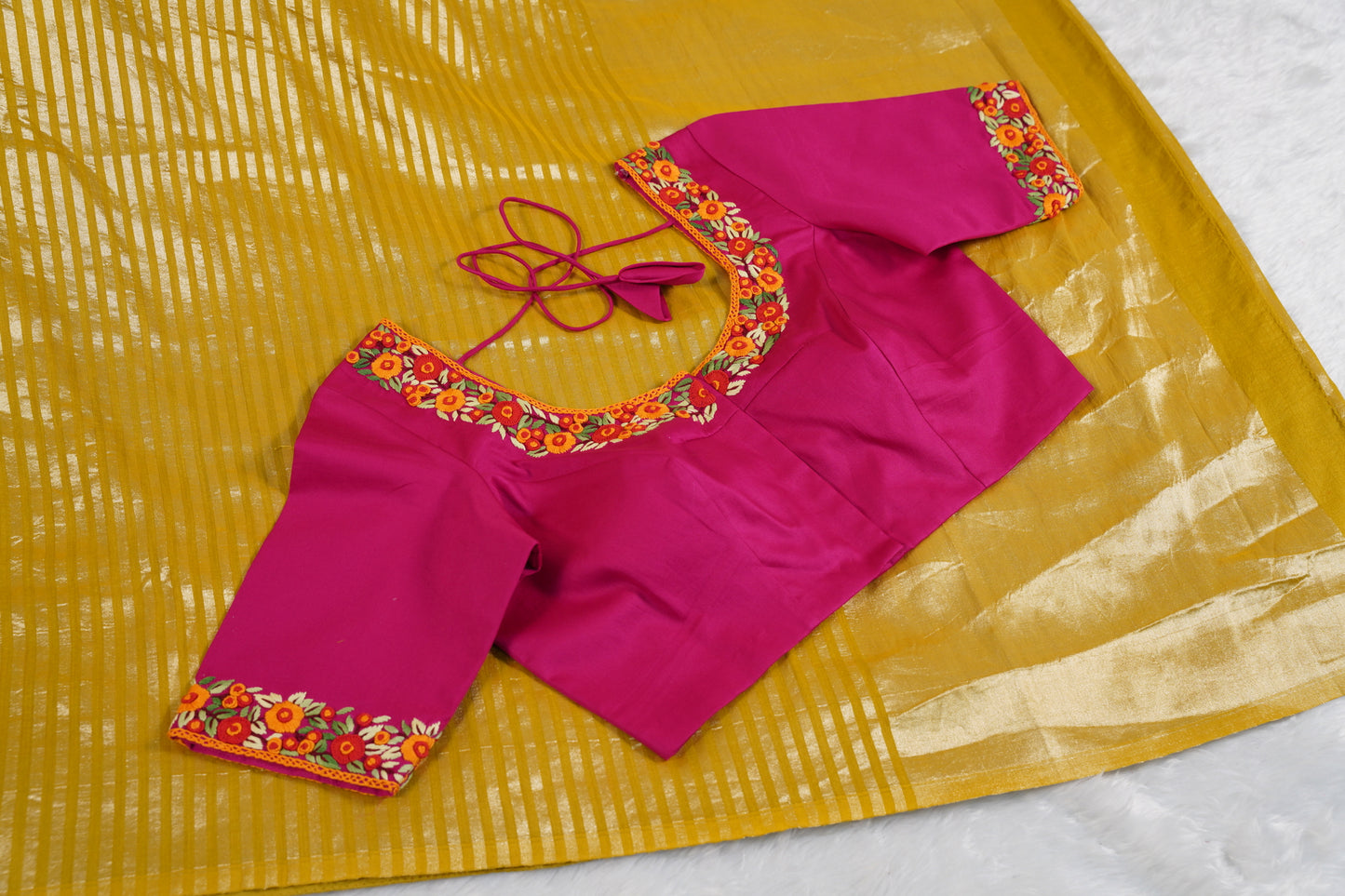 Yellow Banaras Moonga Silk with Lines
