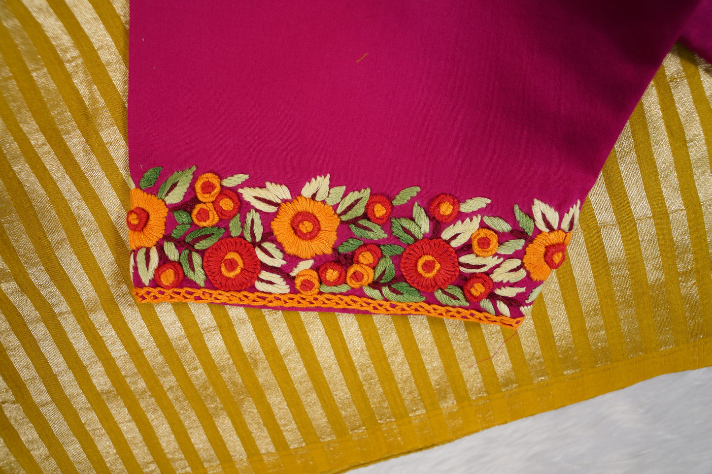 Yellow Banaras Moonga Silk with Lines