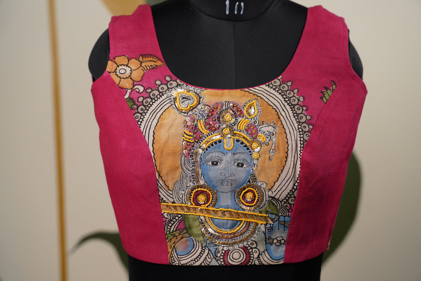 Pink Kalamkari Lehenga with Beige Duppatta