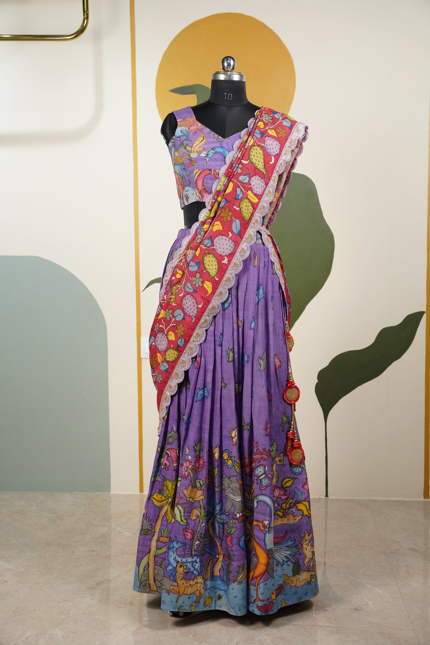 Lavendar Kalamkari Lehenga