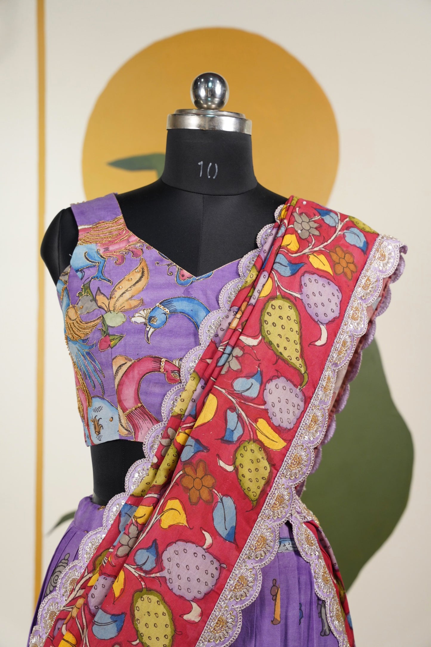 Lavendar Kalamkari Lehenga