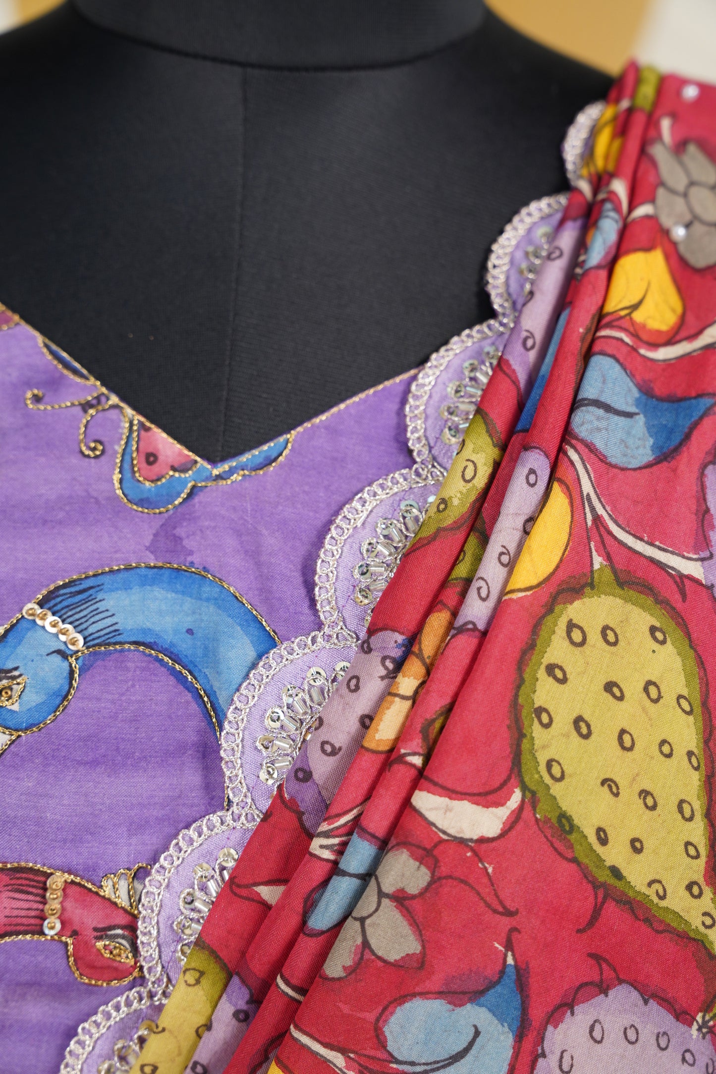 Lavendar Kalamkari Lehenga