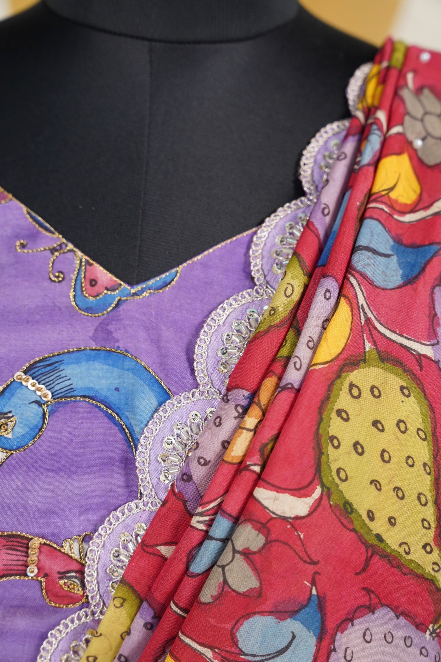 Lavendar Kalamkari Lehenga