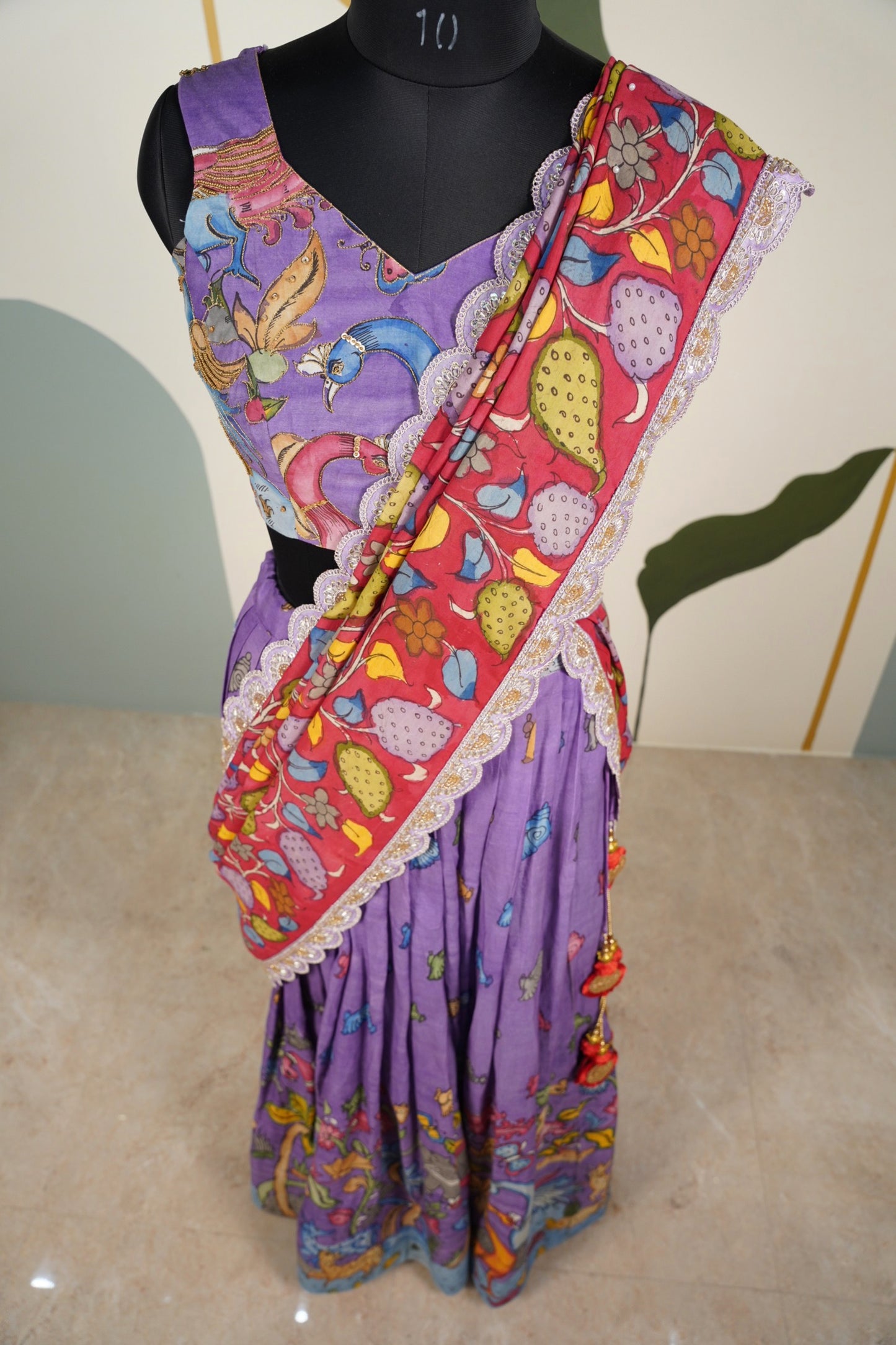 Lavendar Kalamkari Lehenga