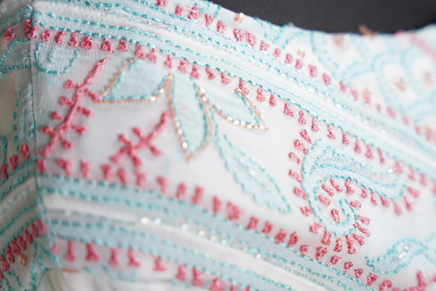 Pink and Teal Blue Chikankari Dress-A Pure Georgette