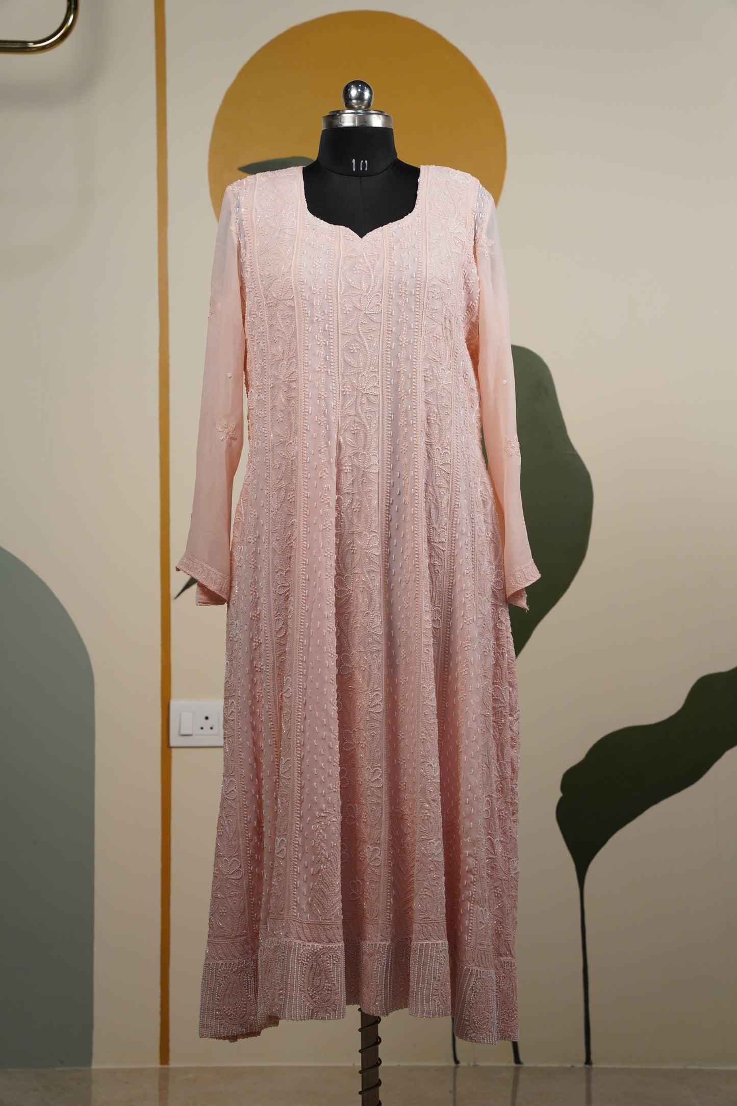 Peach Chikankari Dress